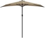 vidaXL Balkon-Sonnenschirm mit Alu-Mast Taupe 270x144 cm Halbrund 44590