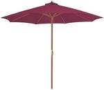 vidaXL Sonnenschirm mit Holz-Mast 300 cm Bordeauxrot 44497