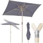 Sekey Aluminium Sonnenschirm 210 x 140 cm Rechteckig Knickbar Holzoptik Gartenschirm