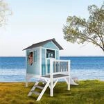 Axi Lodge XL Spielhaus Karibisches Blau mit Wei&szlig;er Rutsche 167 x 240 x 189 cm