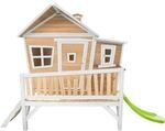 Axi Emma Spielhaus Braun - Wei&szlig; mit Lindgr&uuml;ner Rutsche 193 x 349 x 227 cm