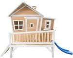 Axi Emma Spielhaus Braun - Wei&szlig; mit Blauer Rutsche 193 x 349 x 227 cm