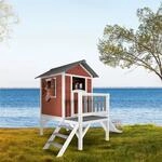 Axi Lodge XL Spielhaus Skandinavisches Rot mit Wei&szlig;er Rutsche 167 x 240 x 189 cm