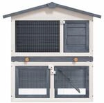 vidaXL Kaninchenstall 3 T&uuml;ren Grau Holz