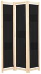 vidaXL 3-teiliger Raumteiler Schwarz 120 x 170 x 4 cm Stoff