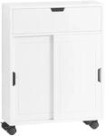 SoBuy Badezimmerschrank mit 2 Schiebet&uuml;ren und 1 Klappe MDF Wei&szlig; BZR31-W