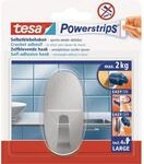 Tesa Selbstklebehaken Edelstahl Oval mit 4 x Powerstrips Large