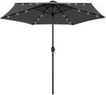 vidaXL Sonnenschirm mit LED-Beleuchtung und Alu-Mast 270 cm Anthrazit 47354