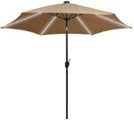 vidaXL Sonnenschirm mit LED-Beleuchtung und Alu-Mast 300 cm Taupe 47363