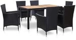 vidaXL 7-tlg Garten-Essgruppe mit Auflagen Poly Rattan Schwarz Modell 7