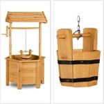 Relaxdays Dekobrunnen Holz Natur Outdoor 82 cm x 47 cm x 41 cm 3,9 kg