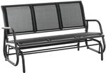 Outsunny Schaukelstuhl 3-Sitzer Metall Gartenm&ouml;bel Dunkelgrau 120 x 70 x 85 cm