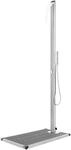 vidaXL Gartendusche mit Grauer Bodenplatte 225 cm Edelstahl 3070795