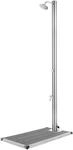 vidaXL Gartendusche mit Grauer Bodenplatte 220 cm Edelstahl 3070793
