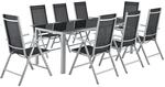 Juskys Aluminium Gartengarnitur Milano 9 Teilig mit Tisch und 8 St&uuml;hlen Silbergrau
