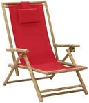 vidaXL Relaxstuhl Verstellbar Rot Bambus und Stoff 313026