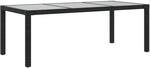 vidaXL Gartentisch Schwarz 190x90x75 cm Geh&auml;rtetes Glas Poly Rattan 316712