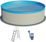 Waterman Stahlwandpool Set 3 Teilig Rund 350x90 cm Stahl 0,3 mm Wei&szlig; Folie 0,2 mm