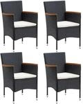 vidaXL Garten-Essst&uuml;hle 4 Stk Poly Rattan Schwarz 310566