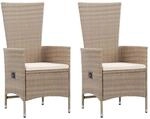 vidaXL Gartenst&uuml;hle 2 Stk mit Auflagen Poly Rattan Beige 46063