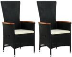 vidaXL Gartenst&uuml;hle 2 Stk. mit Polstern Poly Rattan Schwarz