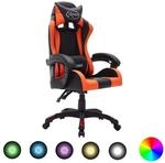 vidaXL Gaming-Stuhl mit RGB LED-Leuchten Orange und Schwarz Kunstleder 288002