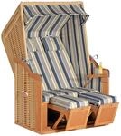 Natur24 Gartenstrandkorb Rustikal 50 2-Sitzer Kunststoffgeflecht Beige