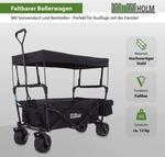 TRUTZHOLM Bollerwagen Faltbar mit Sonnendach Breitreifen Schwarz Innen Grau