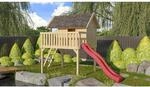Karibu Stelzenhaus Fidel Set Natur Wellenrutsche 3 m Rot