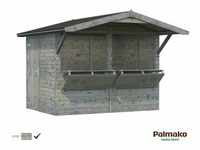 Palmako Stella Holz-Gartenhaus Grau Satteldach Tauchgrundiert 273 cm x 190 cm