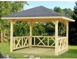 Palmako Holz-Pavillon Betty Braun impr&auml;gniert 300 cm x 300 cm ohne Fu&szlig;boden