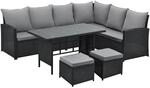 Svita Monroe Garten-Lounge Set Polyrattan Lounge-M&ouml;bel Sitzgruppe Schwarz