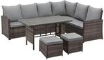 Svita Monroe Garten-Lounge Set Polyrattan Lounge-M&ouml;bel Sitzgruppe Braun
