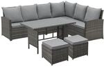 Svita Monroe Garten-Lounge Set Polyrattan Lounge-M&ouml;bel Sitzgruppe Grau