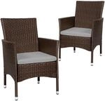 Tectake 2Er Set Rattanstuhl Nantes Widerstandsf&auml;hig Uvbest&auml;ndig Braun Beige