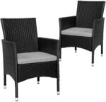 Tectake 2Er Set Rattanstuhl Nantes Widerstandsf&auml;hig Uvbest&auml;ndig Schwarz Beige