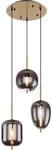 Globo Pendelleuchte Blacky I 3-flammig Messingfarben matt Rauchfarben
