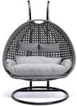 Home Deluxe H&auml;ngesessel Twin aus Polyrattan mit Regenabdeckung Grau