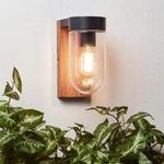Brilliant Au&szlig;enwandleuchte Cabar Holz dunkel und Schwarz