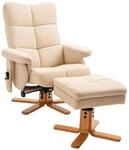 HOMCOM Massagesessel mit Fu&szlig;hocker Stauraum 145 Grad Neigung Cremewei&szlig; 80 x...