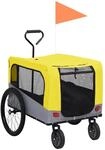vidaXL 2-In-1 Fahrradanh&auml;nger f&uuml;r Hunde und Buggy Gelb und Grau 92442