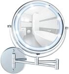Wenko Power-Loc LED Wandspiegel Lumi 5-fach Vergr&ouml;&szlig;erung Chrom