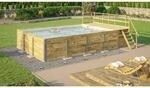 Weka Massivholzpool 595 Gr.2 Technikraum/Sonnendeck 490 x 644 x 203 cm Sand Mix