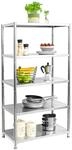 shelfr Edelstahl Schwerlastregal bis 200 kg auf 5 Ebenen 74 x 41 x 140 cm