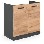 Vicco Sp&uuml;lenunterschrank R-Line Goldkraft Eiche/Anthrazit 80 cm ohne Arbeitsplatte