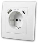 McPower FLAIR Schuko Steckdose Wei&szlig; mit USB C m Rahmen