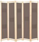 vidaXL 5-teiliger Raumteiler Braun 200 x 170 x 4 cm Stoff