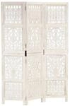 vidaXL 3 Tlg Raumteiler Handgeschnitzt Wei&szlig; 120x165cm Mango Massivholz 285330