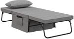 HOMCOM 4-in-1 Klappbett mit 8 cm Matratze 5-Stufen Grau 188 x 75 x 38 cm