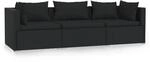 vidaXL 3-Sitzer-Sofa mit Kissen Schwarz Poly Rattan Modell 3